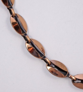 Mid Century Copper Polished Large Pendant Link Chain Necklace